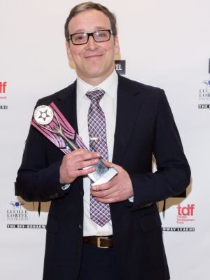 Jeremy Shamos receiving the award at Lucille Lortel for Outstanding Achievement Off-Broadway 2014.